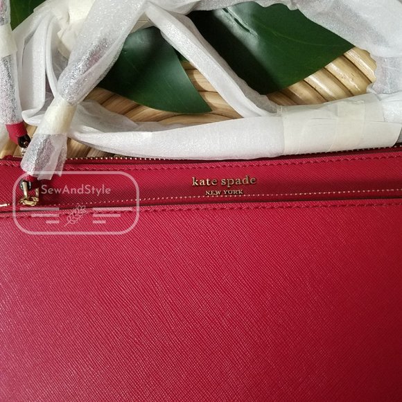 ZIP CROSSBODY KATE SPADE CAMERON ROSSO RED BRAND NEW CLUTCH - Picture 4 of 9